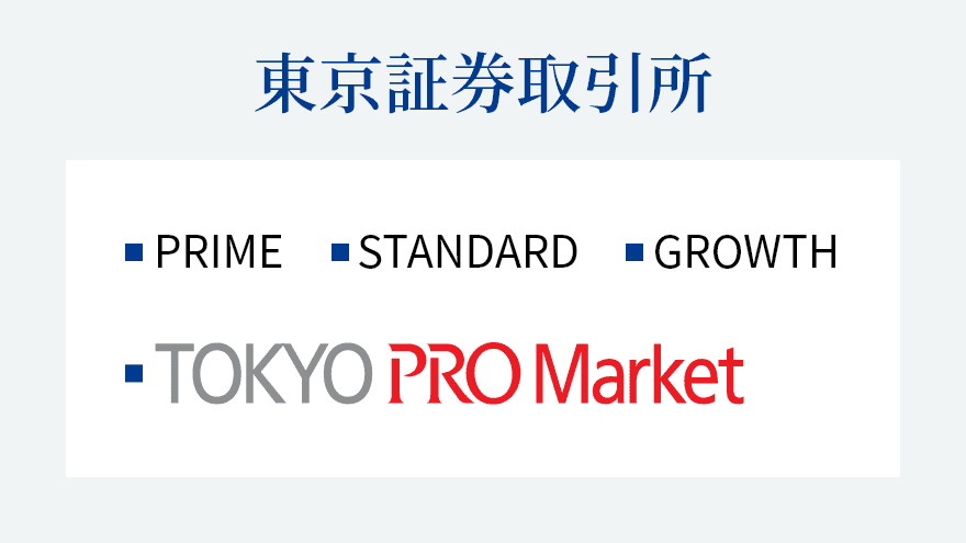 東京証券取引所（・PRIME ・STANDARD ・GROWTH ・TOKYO PRO Market）